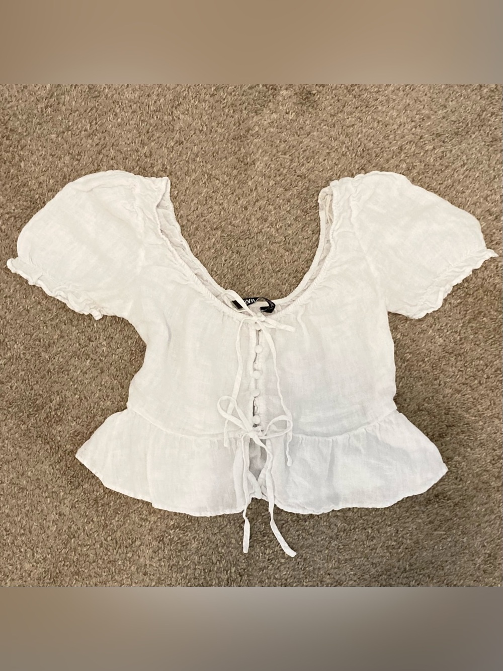 Linen Bow Milkmaid Blouse